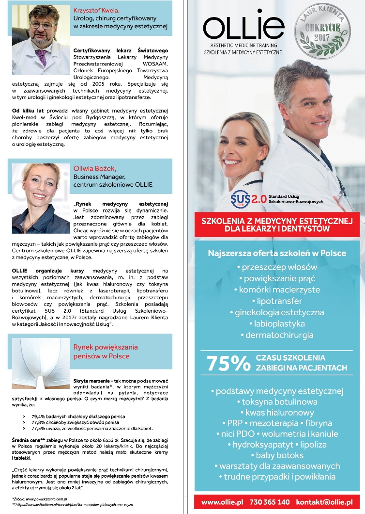 O urologii estetycznej - rozmowa kwartalnika AAAAM z wykładowcą OLLIE, urologiem i chirurgiem Krzysztofem Kwelą - Powiększanie penisów