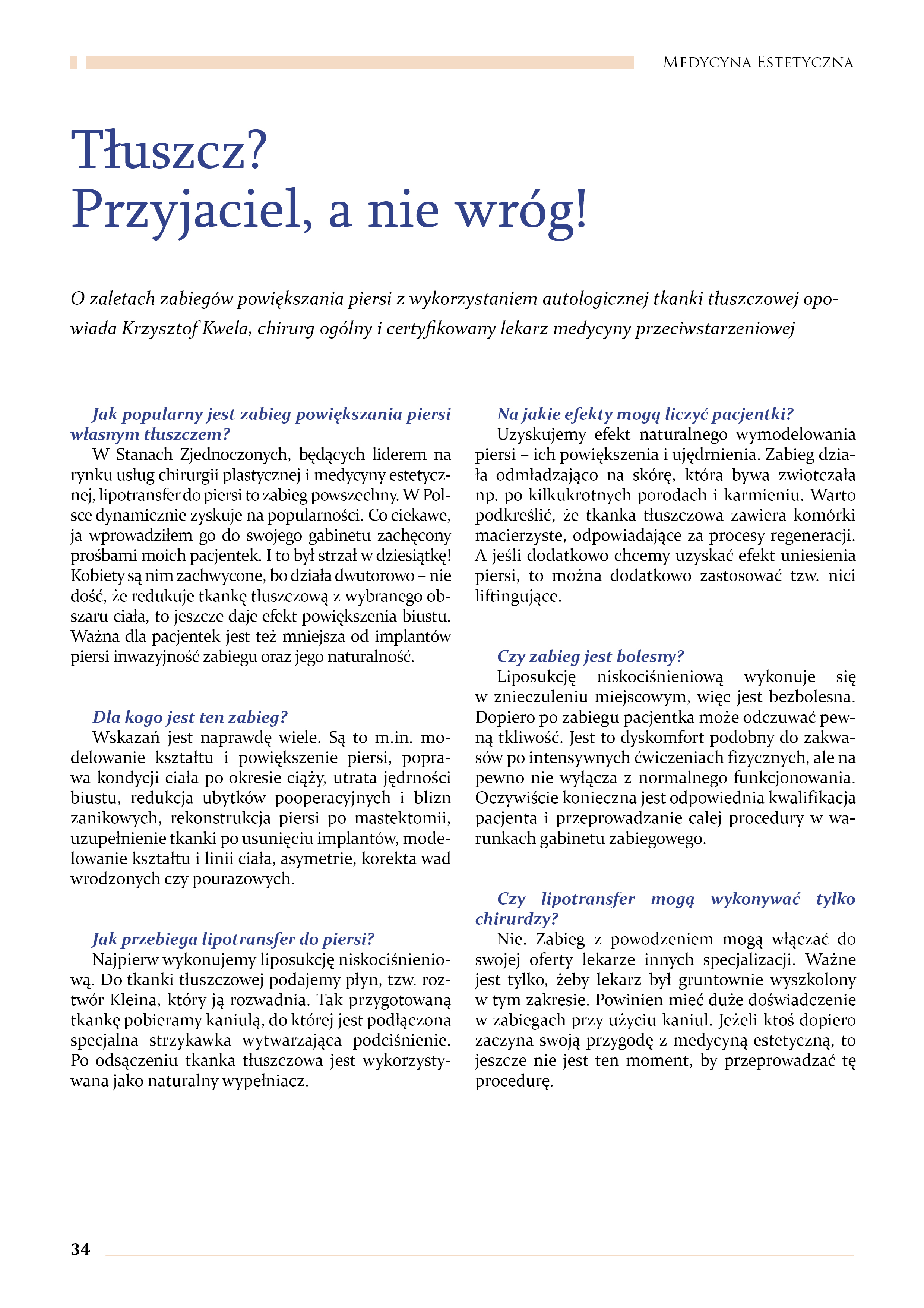 Powiększanie piersi tkanką tłuszczową-wywiad z lekarzem