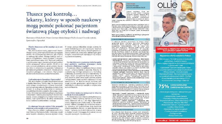 Tłuszcz pod kontrolą… lekarzy – wywiad z prezes OLLIE