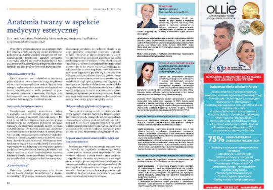 Anatomia twarzy w aspekcie medycyny estetycznej – wykładowca OLLIE w piśmie medycznym